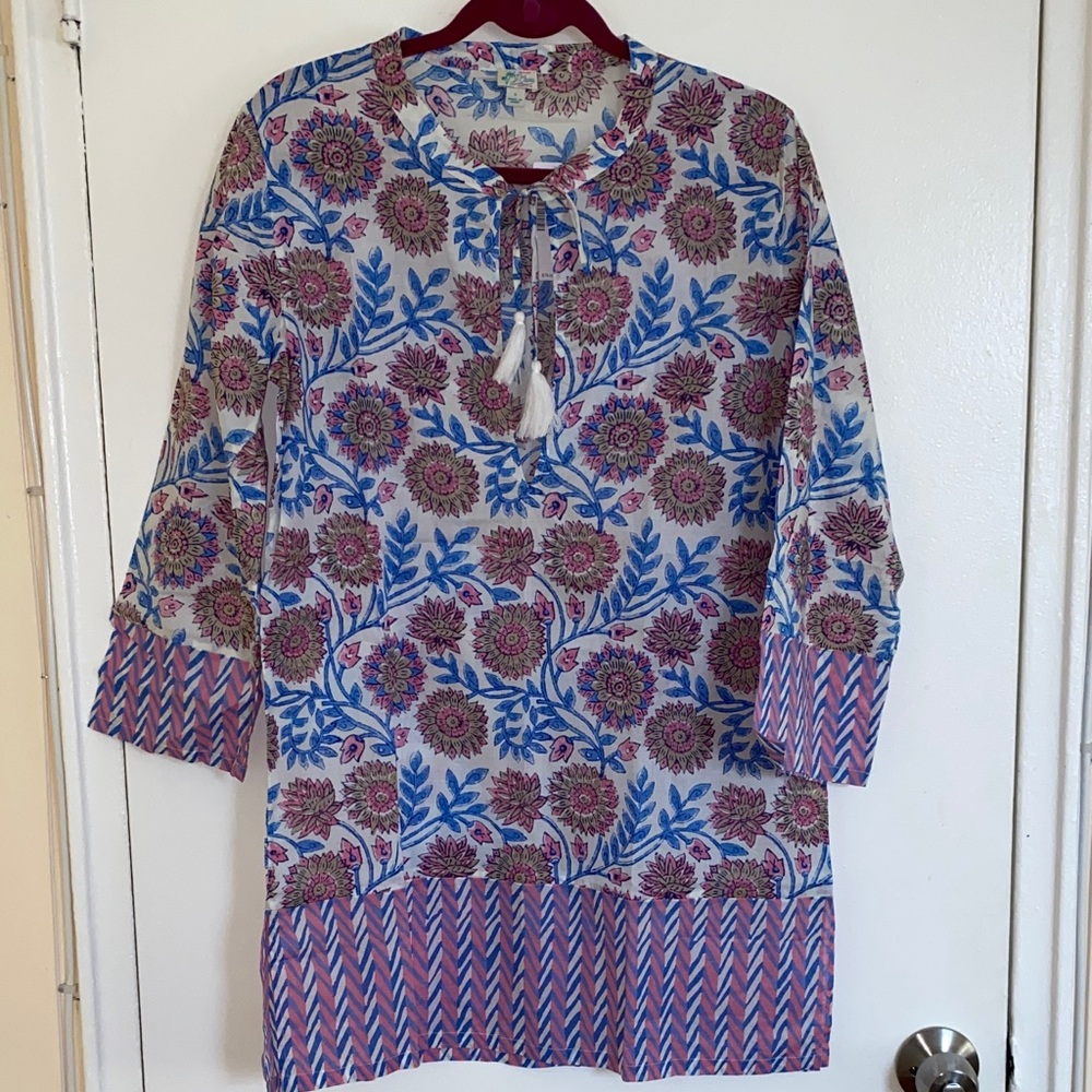 J.Crew Boho Floral Tassel Beach Tunic Cover-Up NWT Size Small